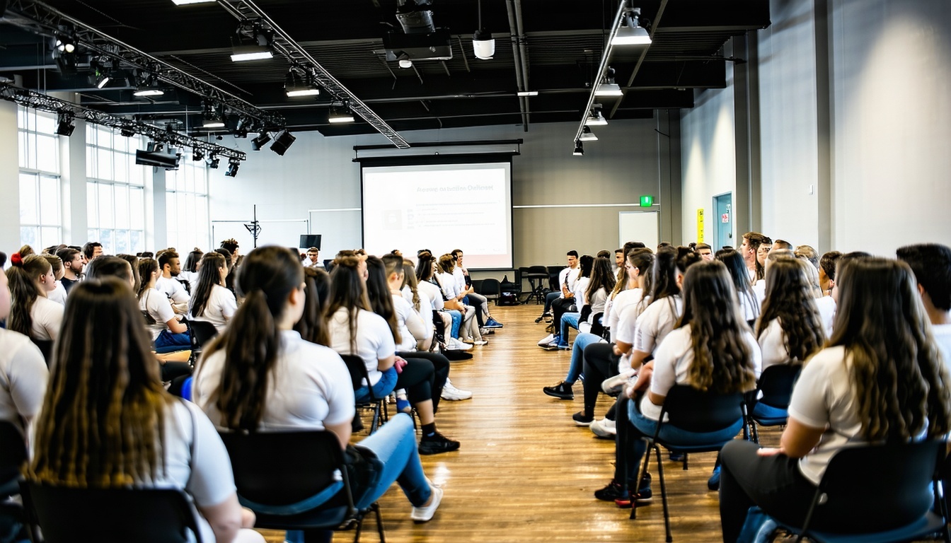 Participantes interagindo em palestra sobre embalagens